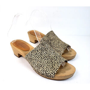 Madewell Womens Size 7.5 Animal Print Calf Hair Slip On Slide Sandals AM209